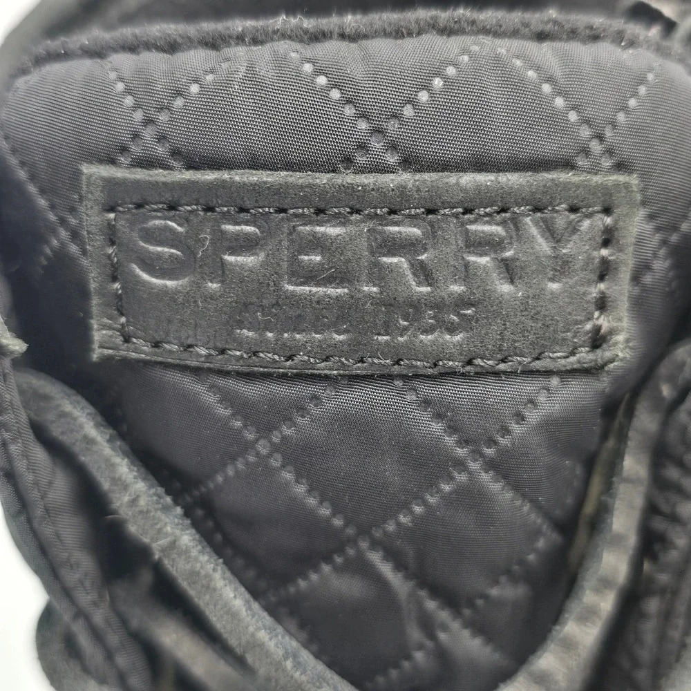 Sperry Utility Boots Women 8 Saltwater Quilted Waterproof Duck Black EUC Durable